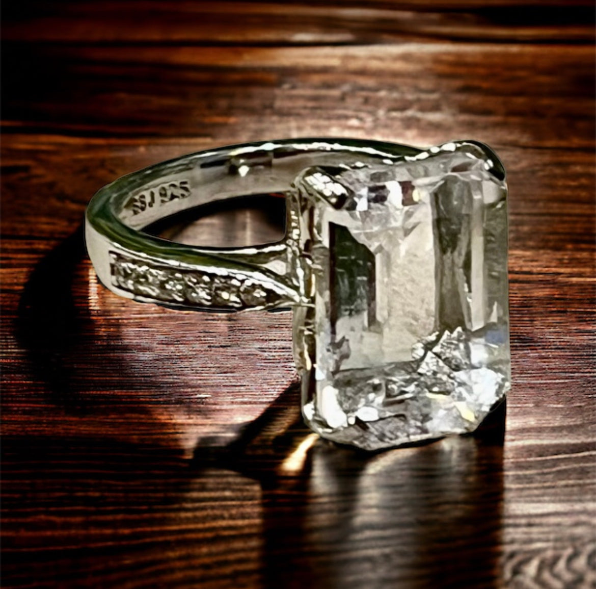 Large Crystal Halo Ring