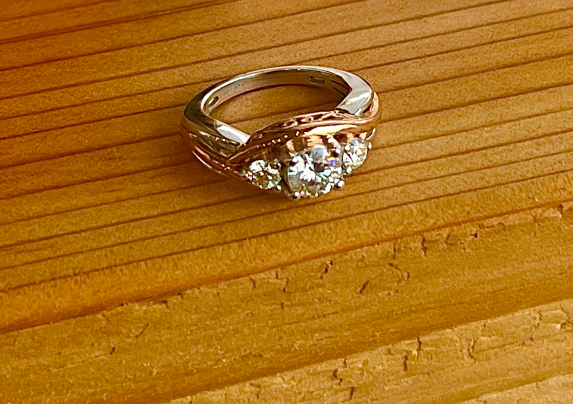 Gold and Silver Tri-Stone Victorian Ring