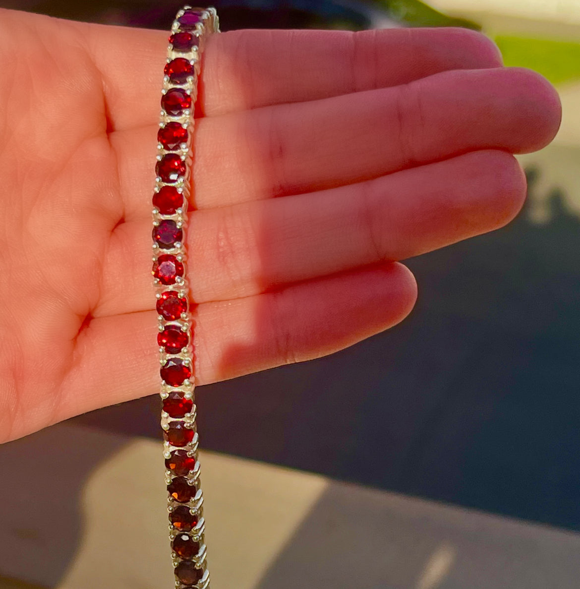 Red Garnet Tennis Bracelet