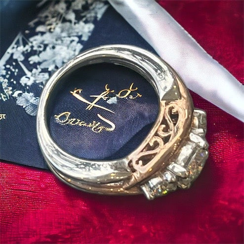 Gold and Silver Tri-Stone Victorian Ring