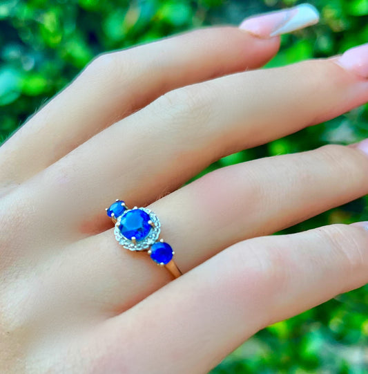 Natural Blue Sapphire & Diamond Engagement / Anniversary Ring