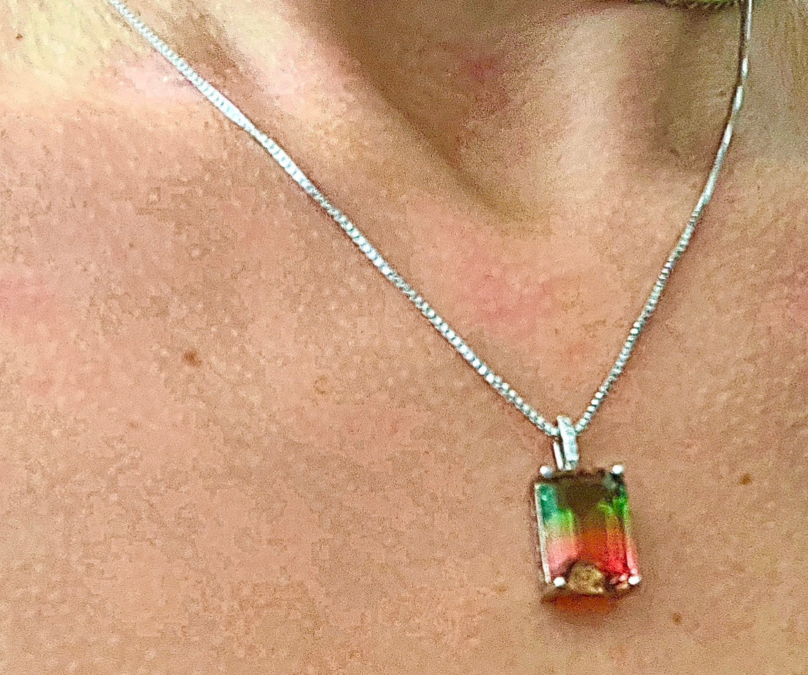 Rainbow Mystic Topaz Rectangle Necklace