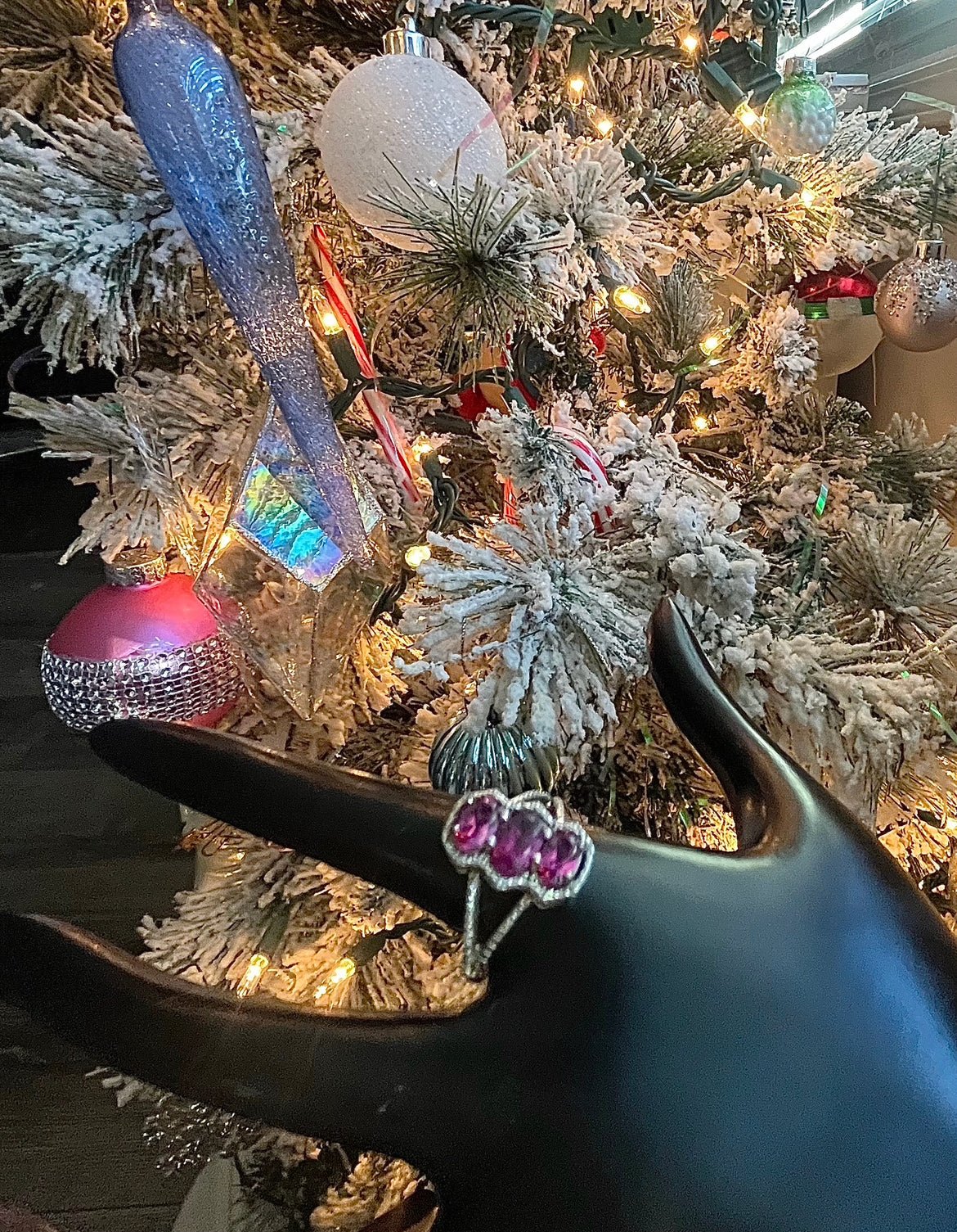 Genuine Red Garnet Tri-Stone Ring - Sun Angel Jewelry