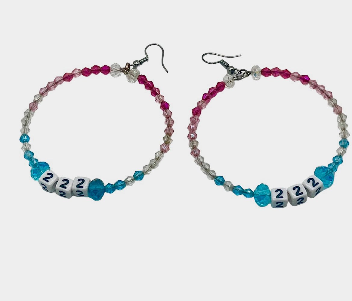 Handmade Swarovski angel number 222 hoop earrings - Sun Angel Jewelry
