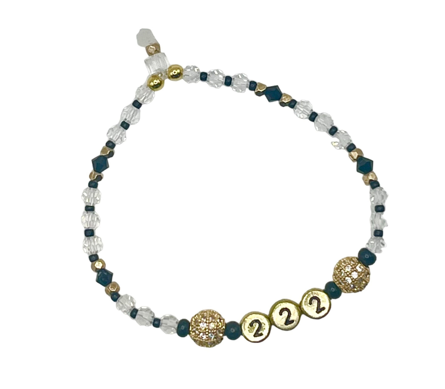 Handmade Swarovski angel number 222 stretch cord bracelet - Sun Angel Jewelry