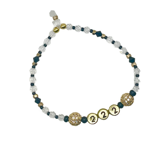 Handmade Swarovski angel number 222 stretch cord bracelet - Sun Angel Jewelry