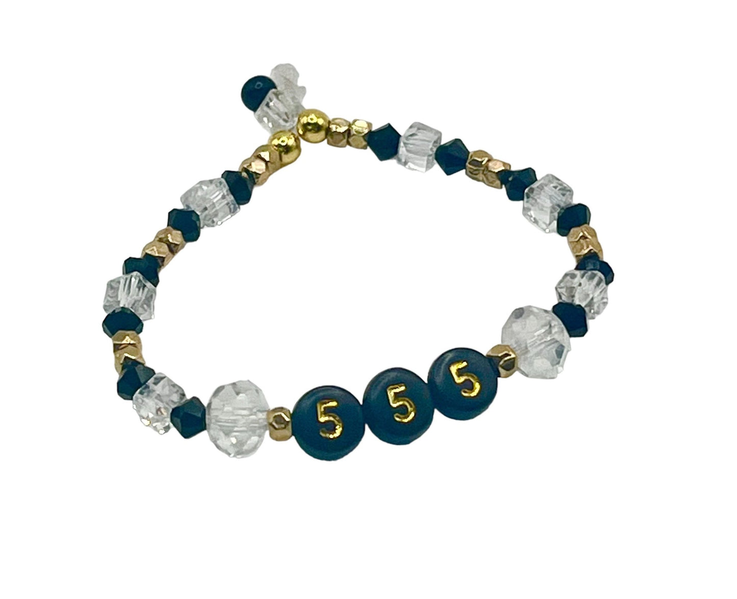 Handmade Swarovski angel number 555 stretch cord bracelet - Sun Angel Jewelry