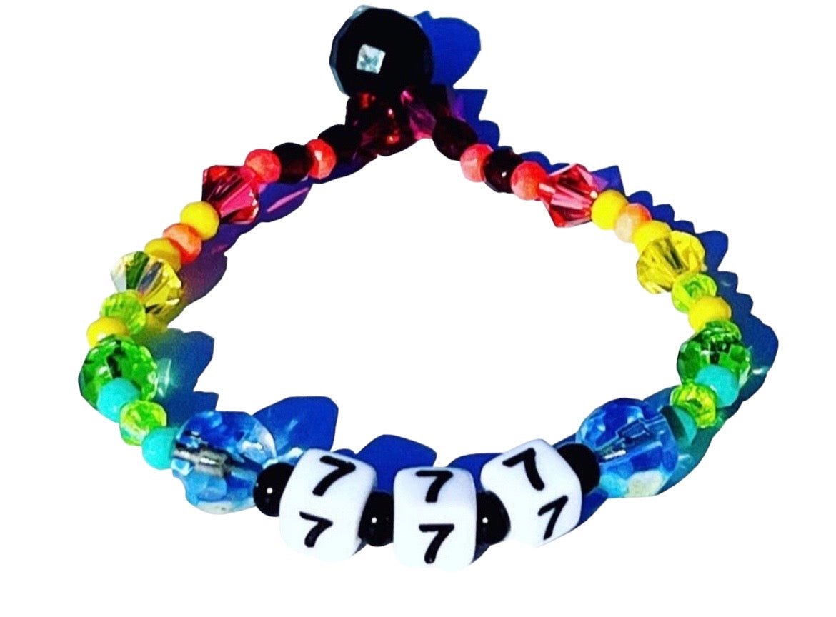 Handmade Swarovski angel number 777 stretch cord bracelet - Sun Angel Jewelry