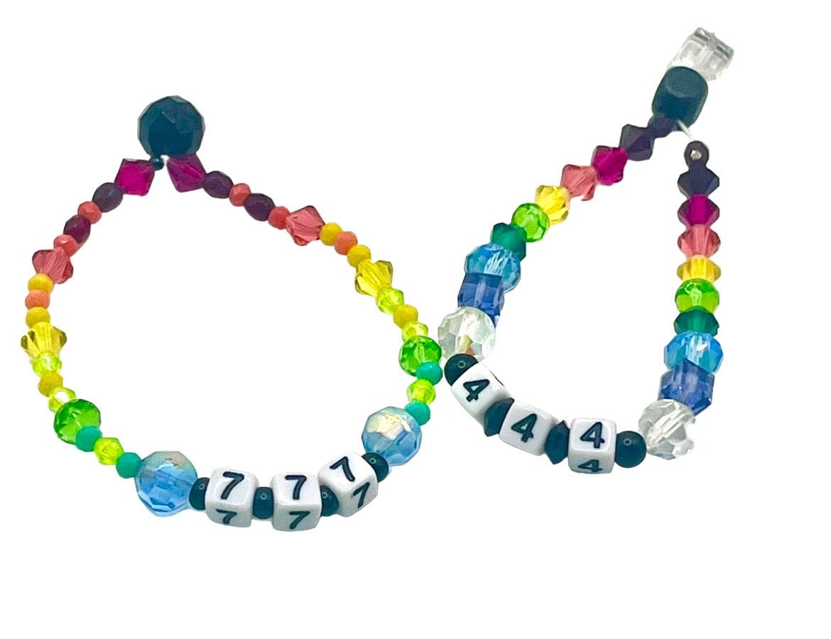 Handmade Swarovski angel number 777 stretch cord bracelet - Sun Angel Jewelry