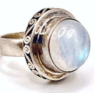 Large Natural Moonstone Dome Ring - Sun Angel Jewelry