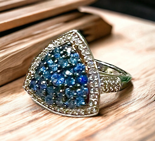 Contemporary Blue Triangle Ring