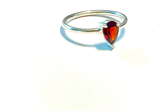 Dainty Garnet Teardrop Ring