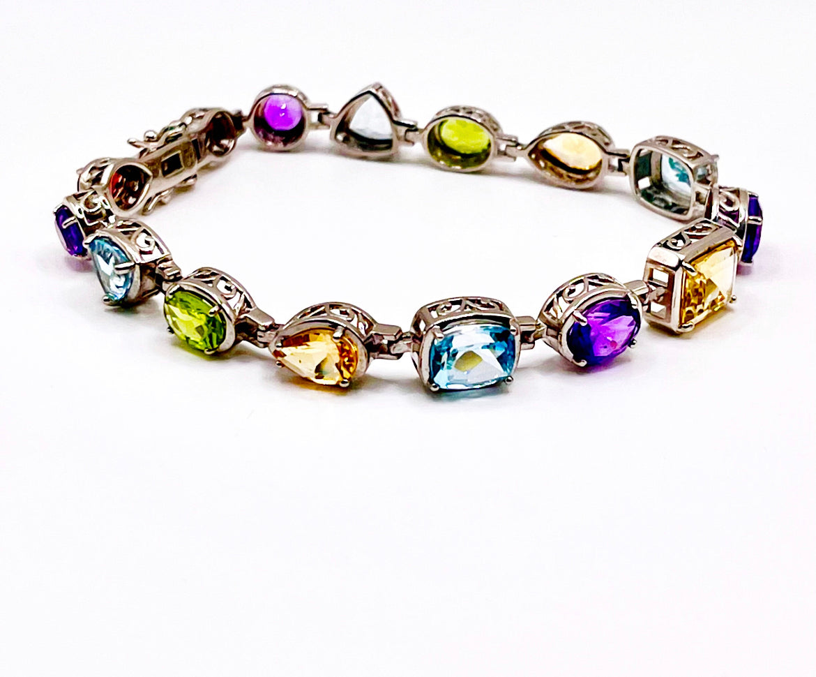 Rainbow Chunk Tennis Bracelet