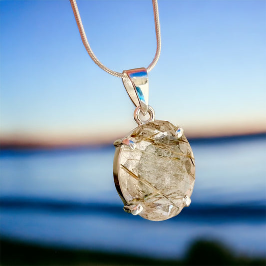 Genuine Rutilated Quartz Pendant Necklace