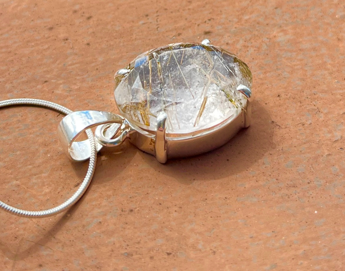 Genuine Rutilated Quartz Pendant Necklace