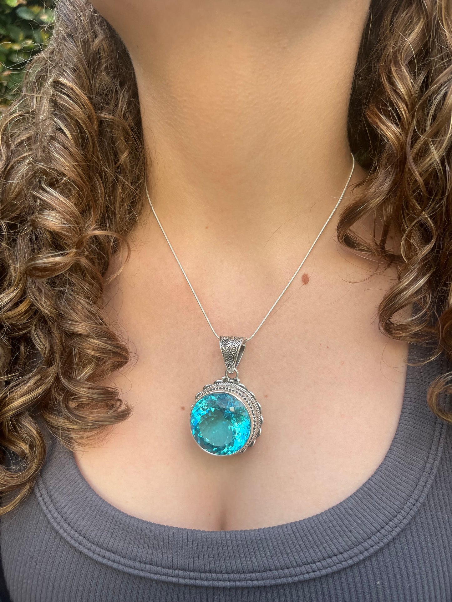 Caribbean Blue Quartz Statement Necklace