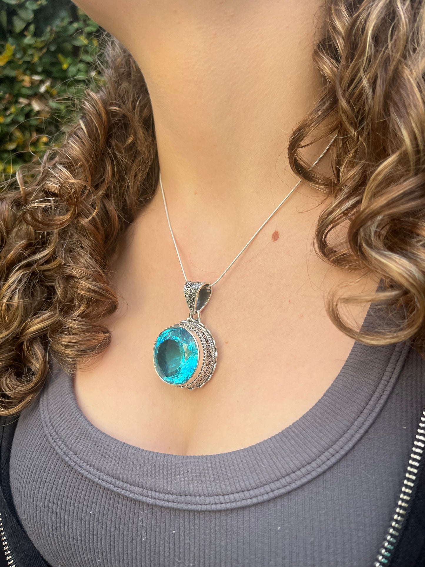 Caribbean Blue Quartz Statement Necklace