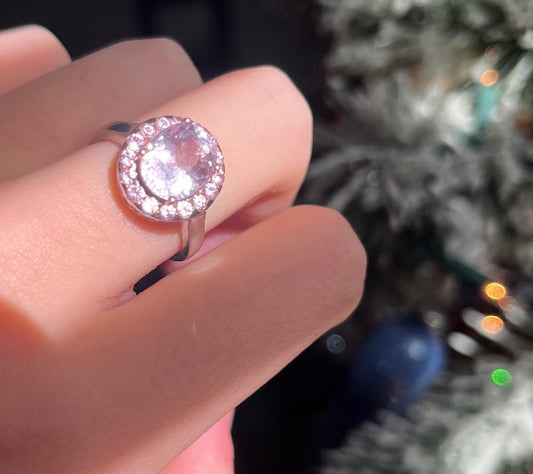 Pink Halo CZ Ring