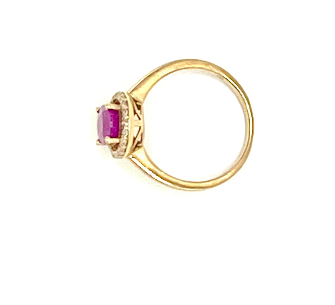 Genuine Natural Ruby and Diamond 14 carat gold ring