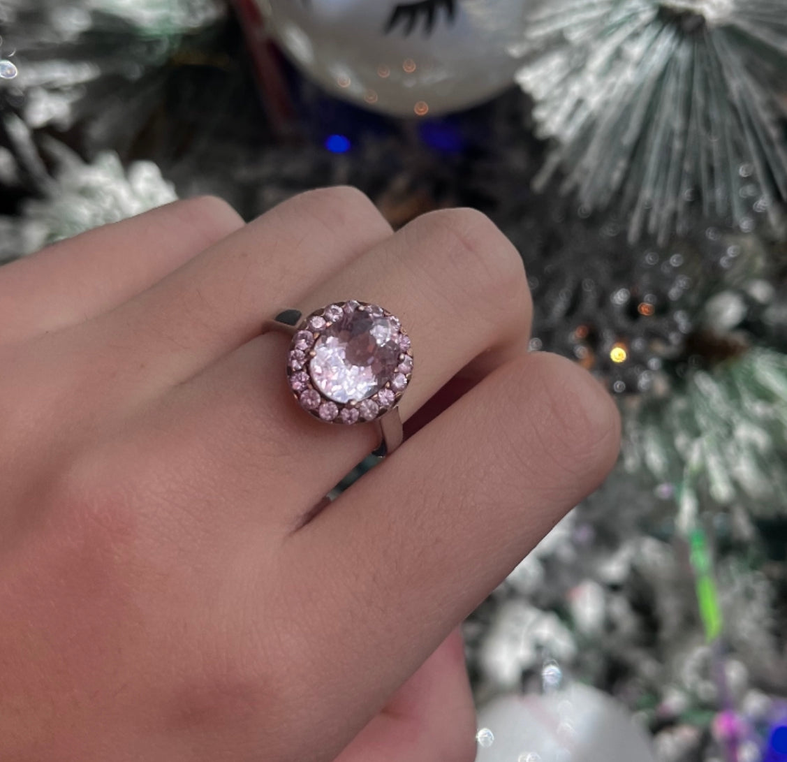 Pink Halo CZ Ring