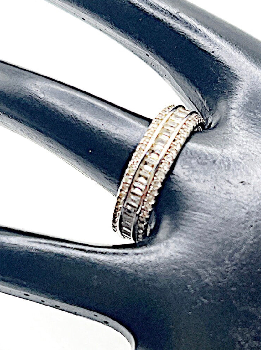 Modern Sterling Silver CZ Eternity Band