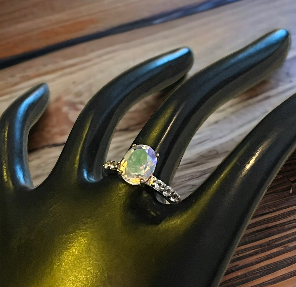 Rainbow White CZ Promise Ring