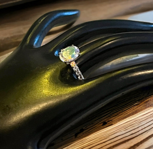 Rainbow White CZ Promise Ring