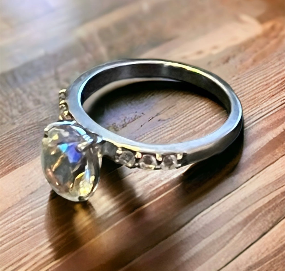 Rainbow White CZ Promise Ring