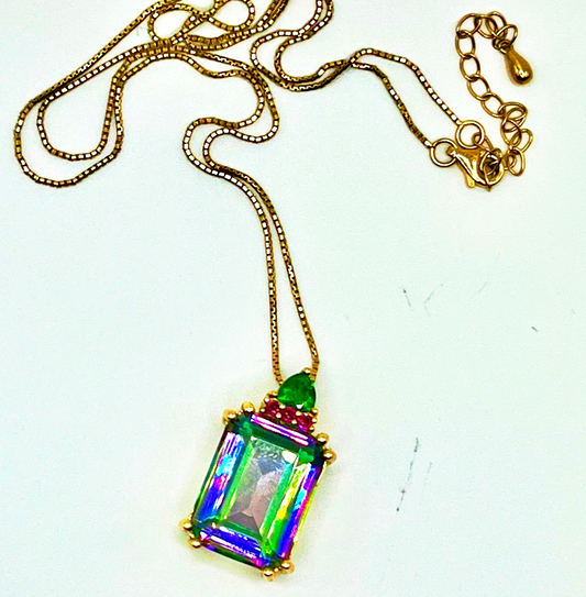 Mystic Rainbow Topaz (lab) Necklace