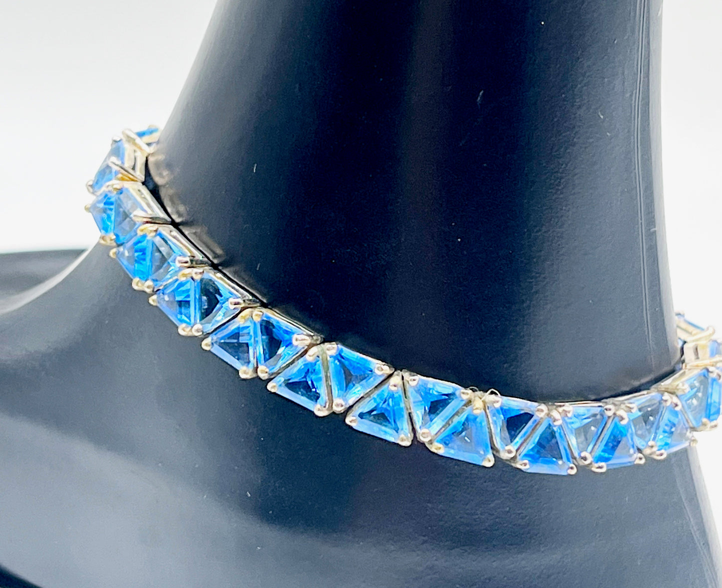 Vintage Blue Topaz Triangles Tennis Bracelet