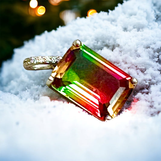 Rainbow Mystic Topaz Rectangle Necklace