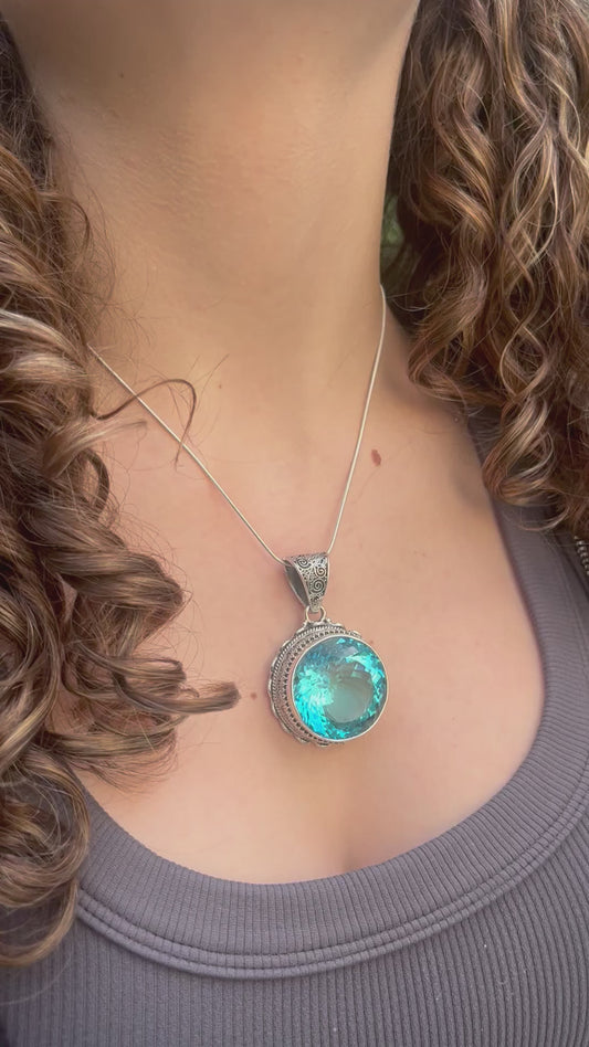 Caribbean Blue Quartz Statement Necklace