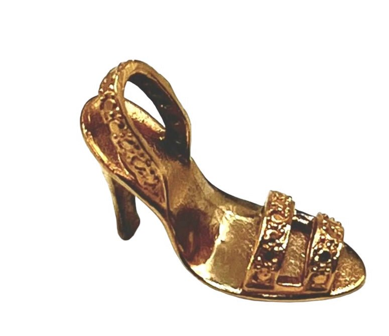 14K Gold Retro High-Heel Shoe Charm - Sun Angel Jewelry