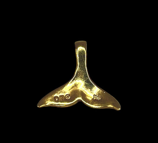 14K Gold Whale Tail Charm - Sun Angel Jewelry