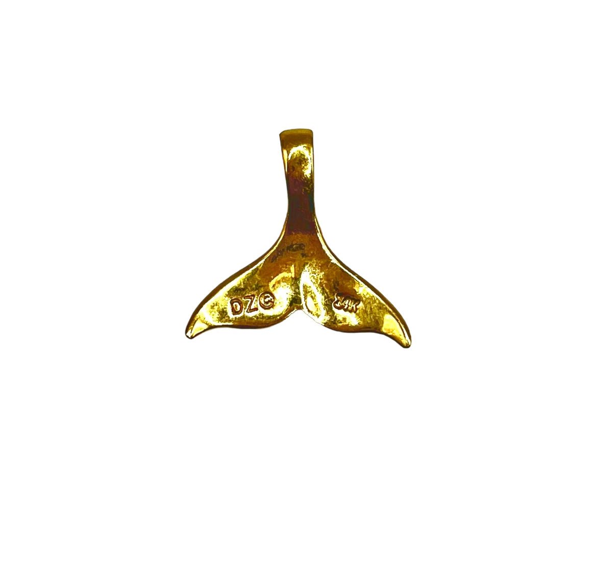 14K Gold Whale Tail Charm - Sun Angel Jewelry