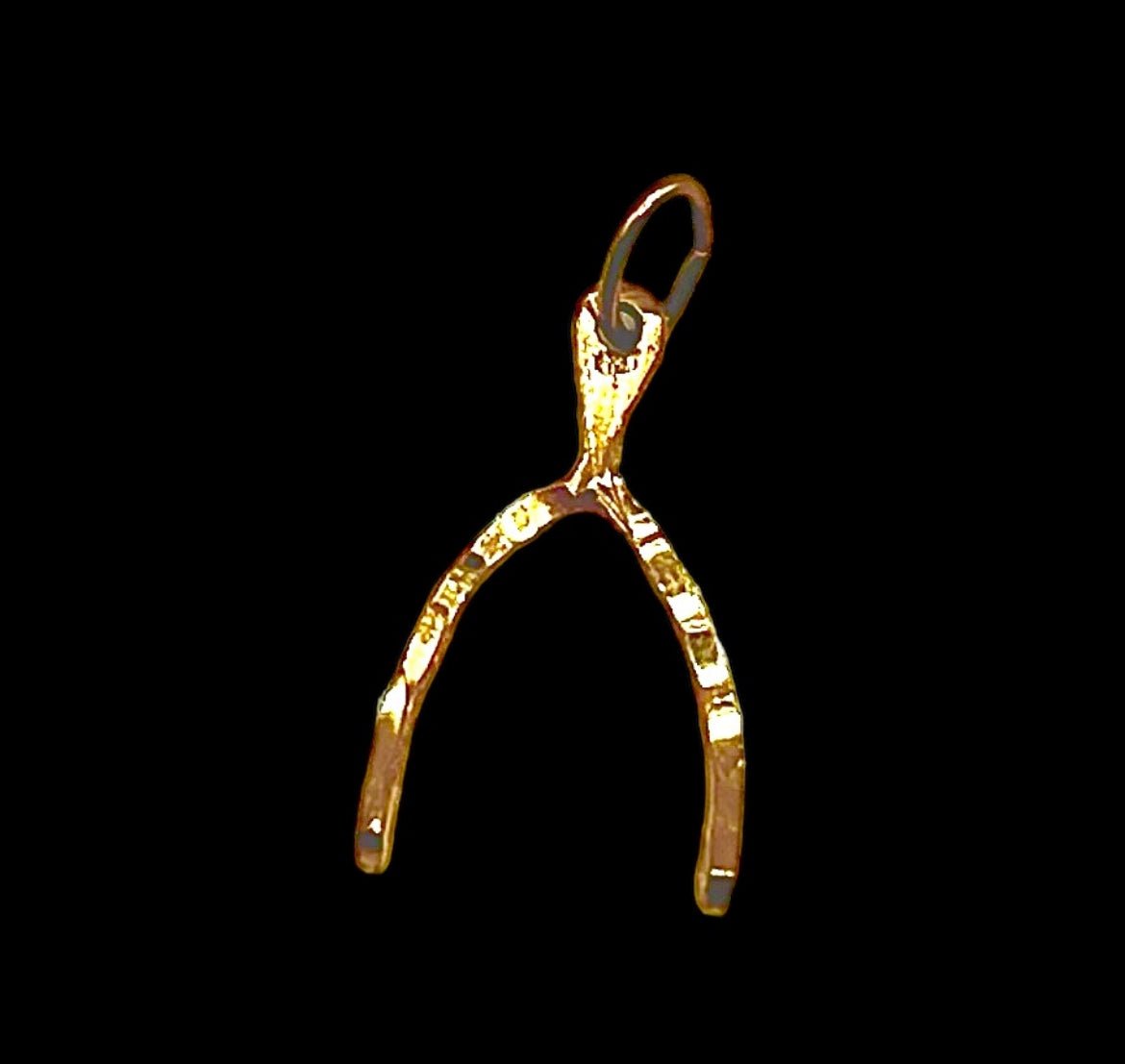 14K Gold Wishbone Charm - Sun Angel Jewelry