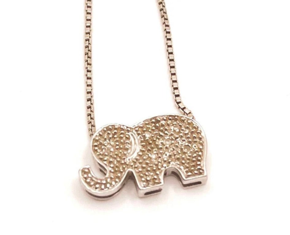 14K White Gold Elephant Necklace - Sun Angel Jewelry