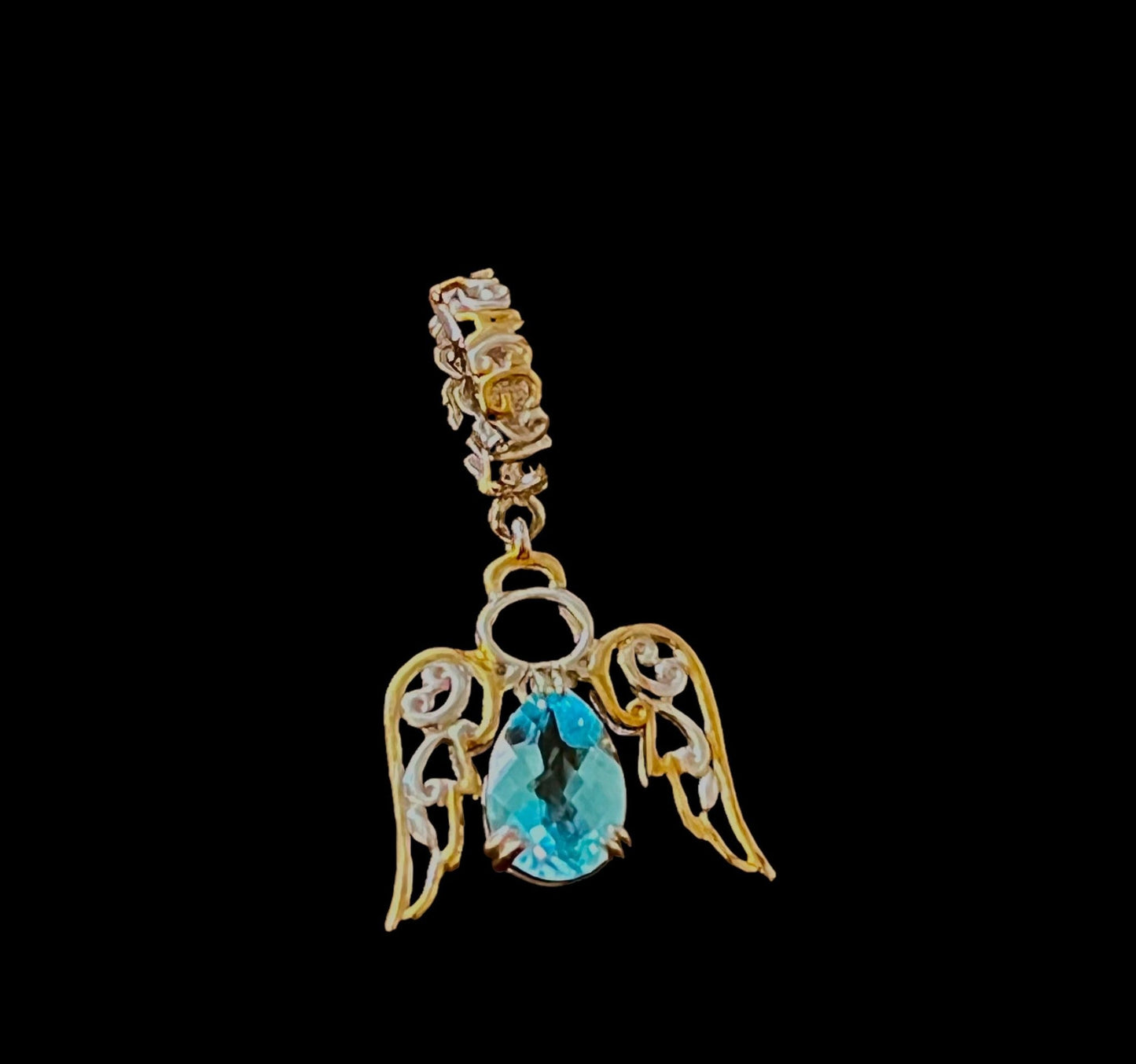 Blue Angel Lab Topaz Necklace Pendant - Sun Angel Jewelry