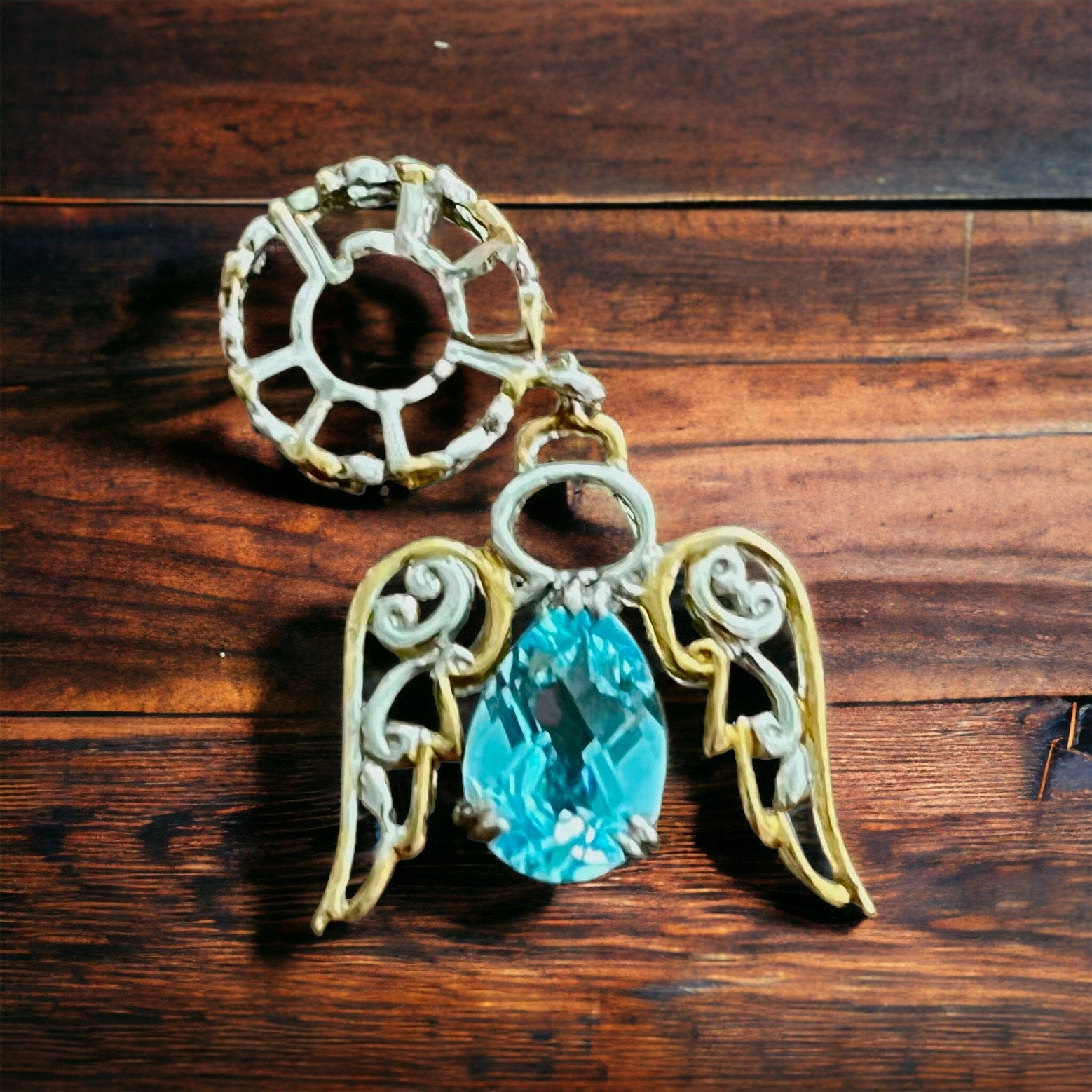 Blue Angel Lab Topaz Necklace Pendant - Sun Angel Jewelry