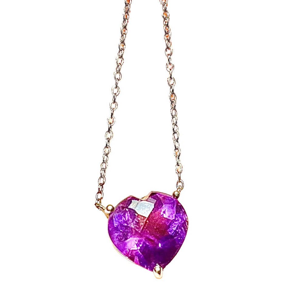 Crystal Purple Heart Necklace - Sun Angel Jewelry