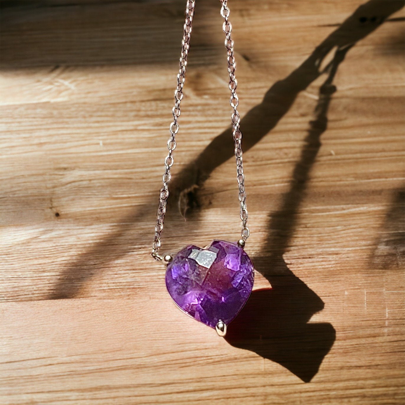 Crystal Purple Heart Necklace - Sun Angel Jewelry