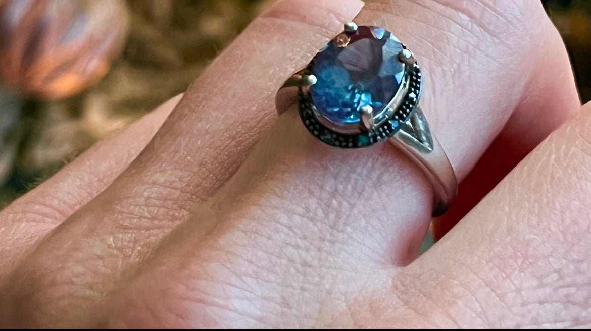 Deep Blue Sea Statement Ring - Sun Angel Jewelry