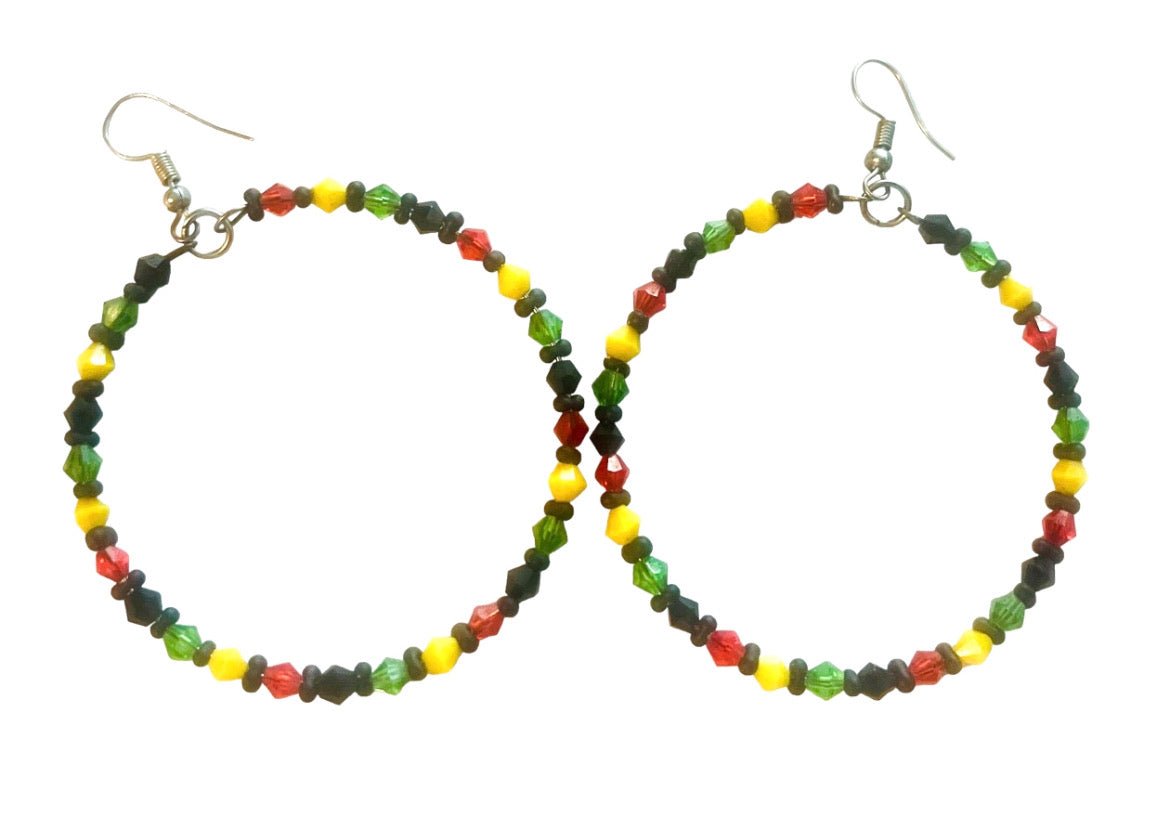 Handmade Swarovski Rasta Hoop Earrings - Sun Angel Jewelry