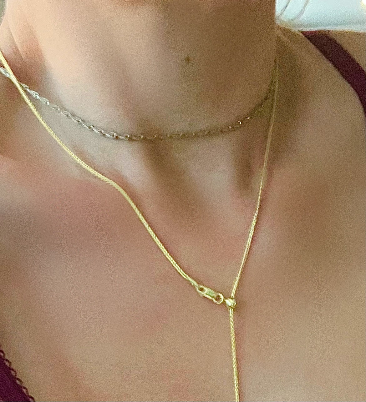 Modern Gold Vermeil Drop Tie Necklace - Sun Angel Jewelry